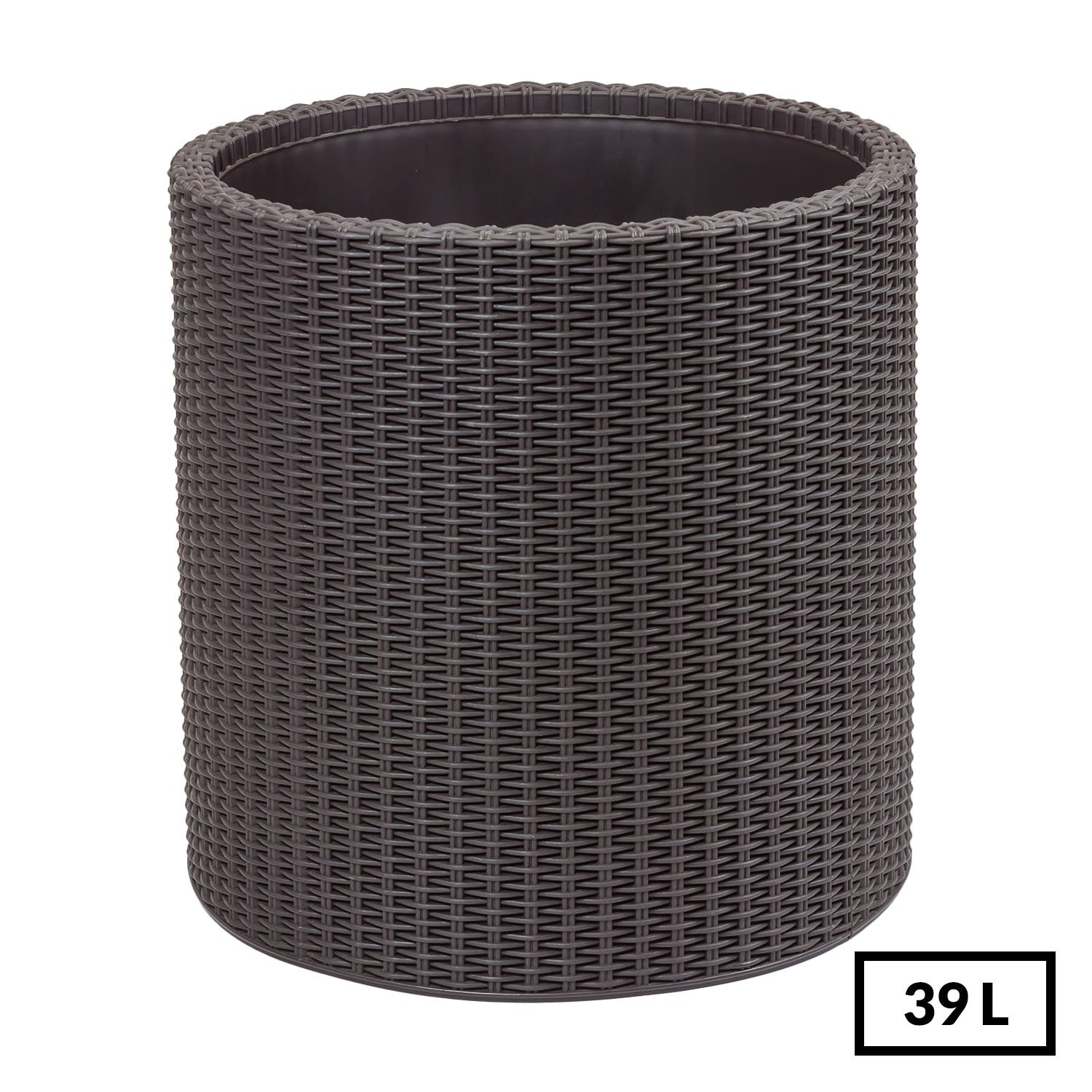 Keter Large Rattan Round Planter – Brown Recycled Outdoor Pot, 39L