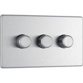 BG Electrical Triple Dimmer Switch | Brushed Steel Screwless Plate, 200W