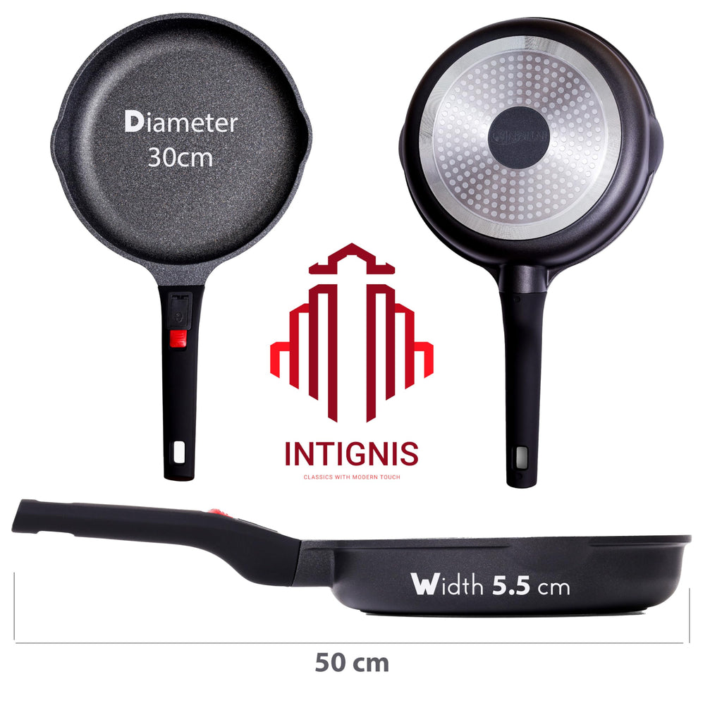 INTIGNIS 30cm Non-Stick Frying Pan | Detachable Handle | Induction Safe