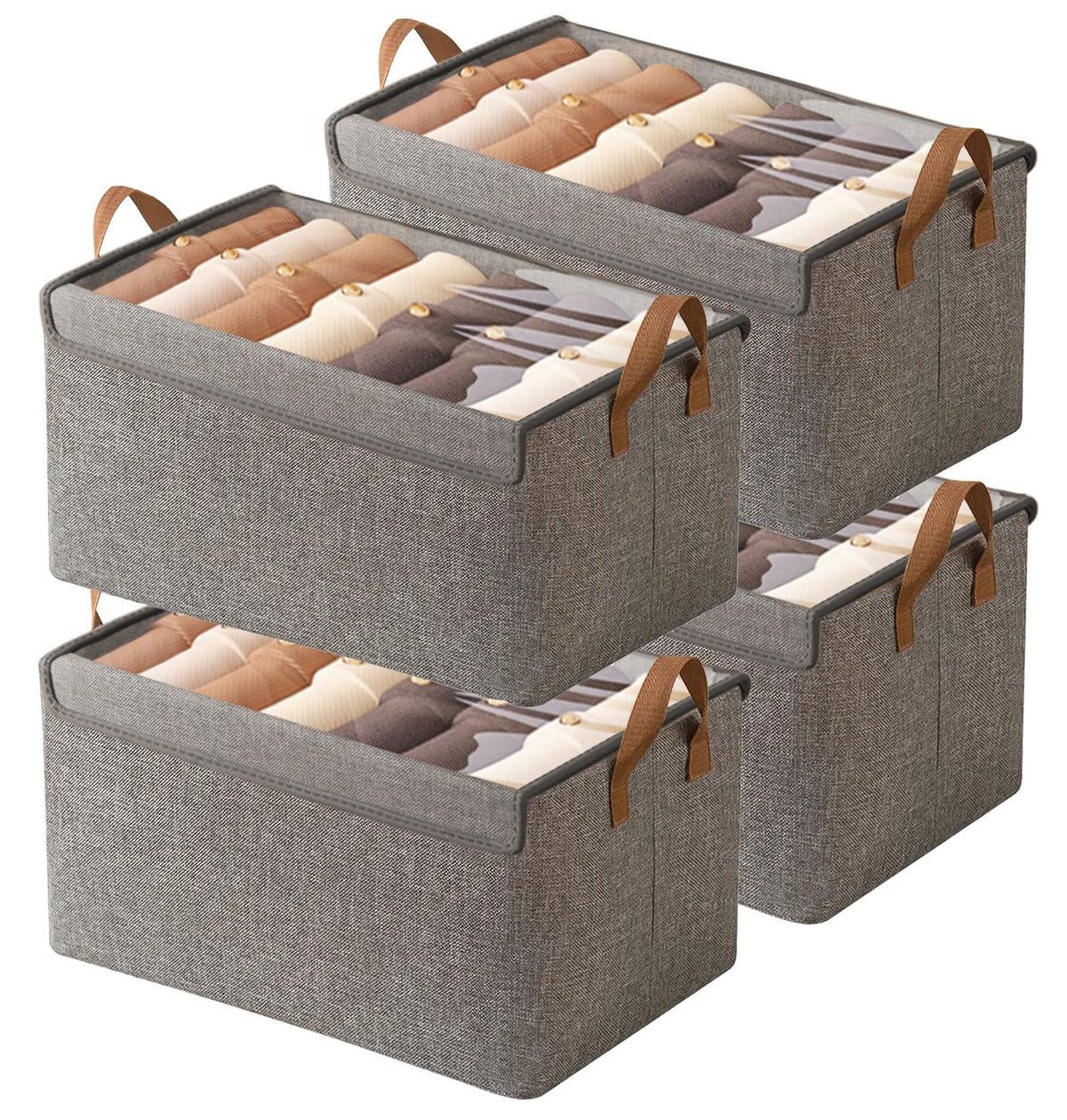 AARAINBOW Wardrobe Clothes Storage Boxes 4 Pc, Stackable Fabric Boxes with Lids Closet Storage - image 1