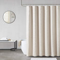 Madison Park Metro Woven Clipped Geometric Shower Curtain - Sand, 72x72