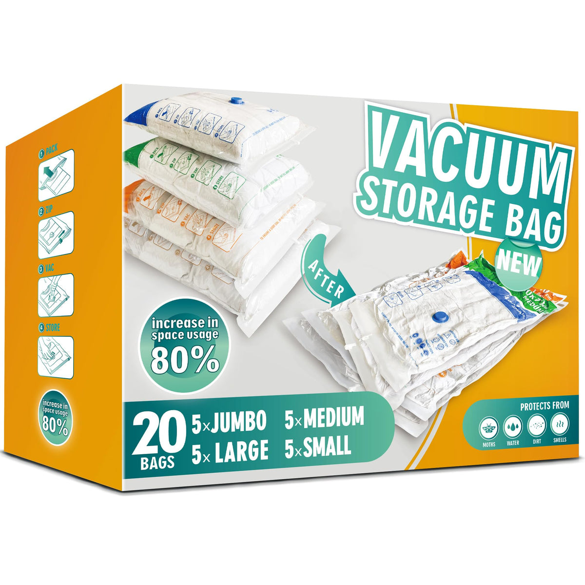 STORAGE MASTER Space Saver Bags for Travel and Home Reusable Vacuum Storage Bags Save 80% More Storage Space Work with Vacuum Cleaner - image 1