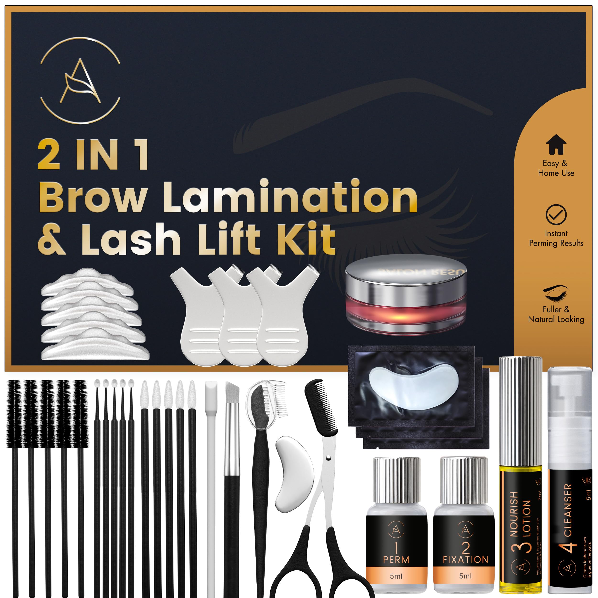 AURAE 2-in-1 Lash Lift & Brow Lamination Kit - Vegan DIY Perm Set