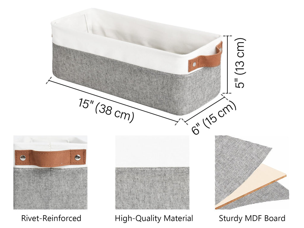 StorageWorks Narrow Storage Boxes for Shelf, Long Storage Baskets with Metal Frame, Slim Storage Boxes for Organising - image 2