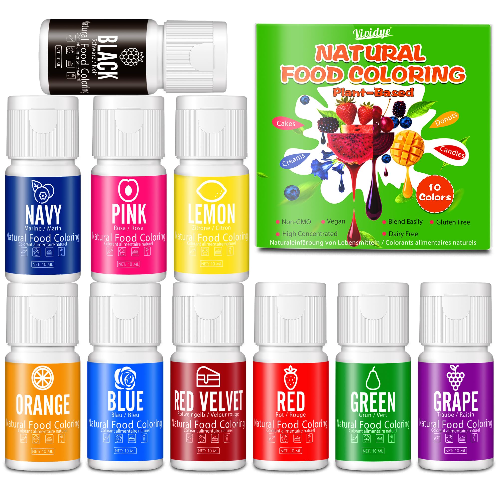Natural Food Coloring | 10-Pack Plant-Based Organic Dye