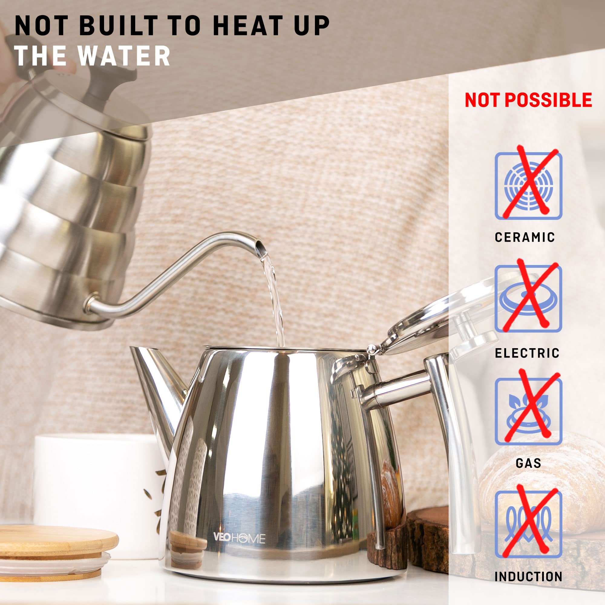 Stainless Steel Teapot | 1L Double Wall Insulated Infuser