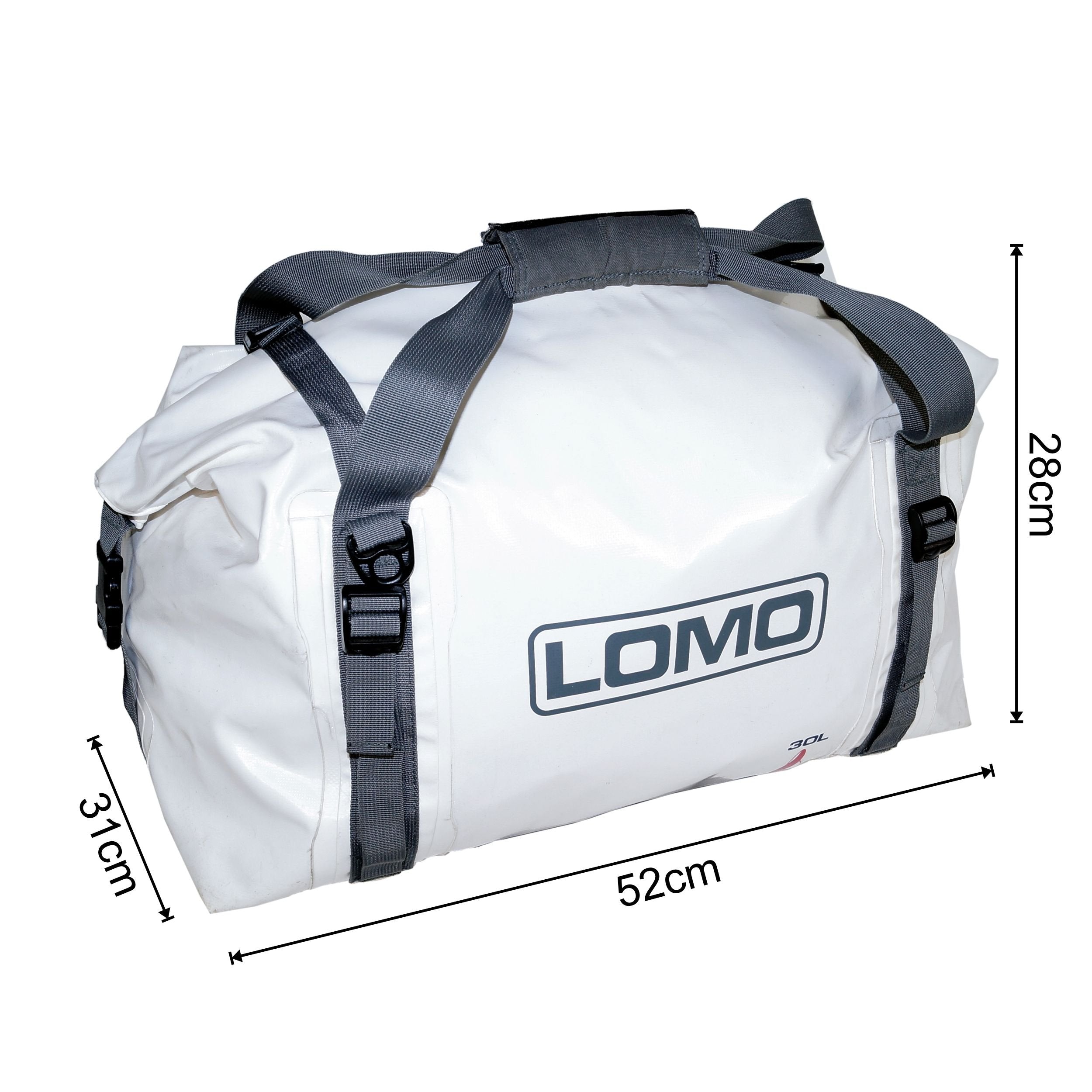 Lomo 30L Waterproof Rolltop Dry Bag – White Duffel Holdall Bag