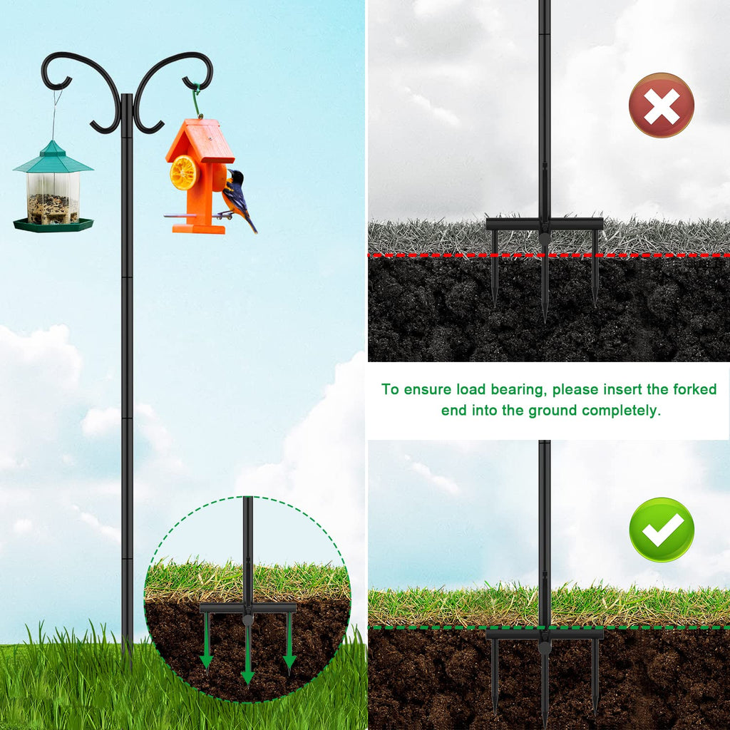 Mutool 78" Adjustable Shepherd Hooks | 2-Pack Heavy Duty Bird Feeder Pole