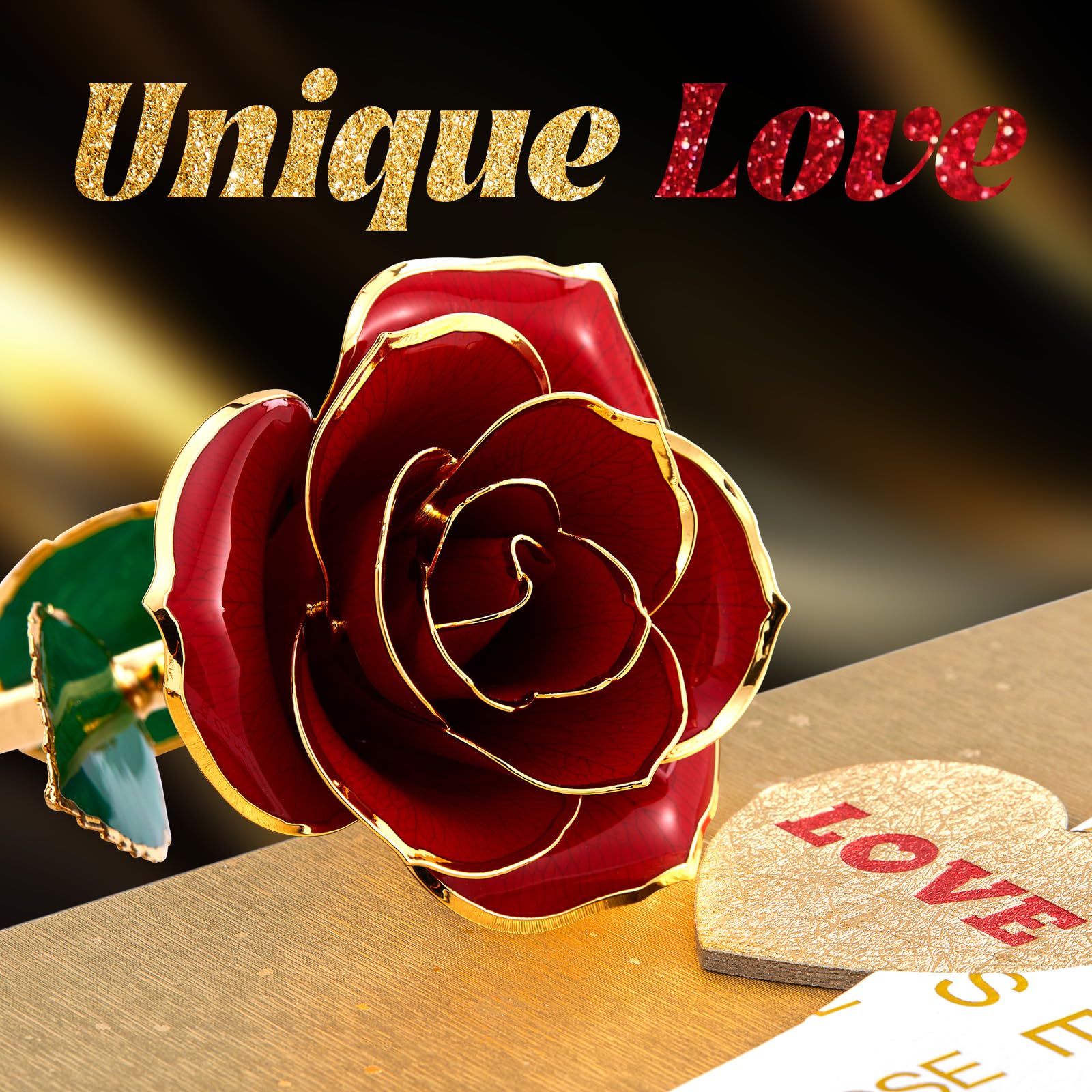 Mikasol 24K Gold Dipped Preserved Rose – Forever Infinity Flower Gift