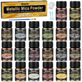 Roizefar Metallic Mica Powder - 20 Colors Pearlescent Epoxy Resin Pigment