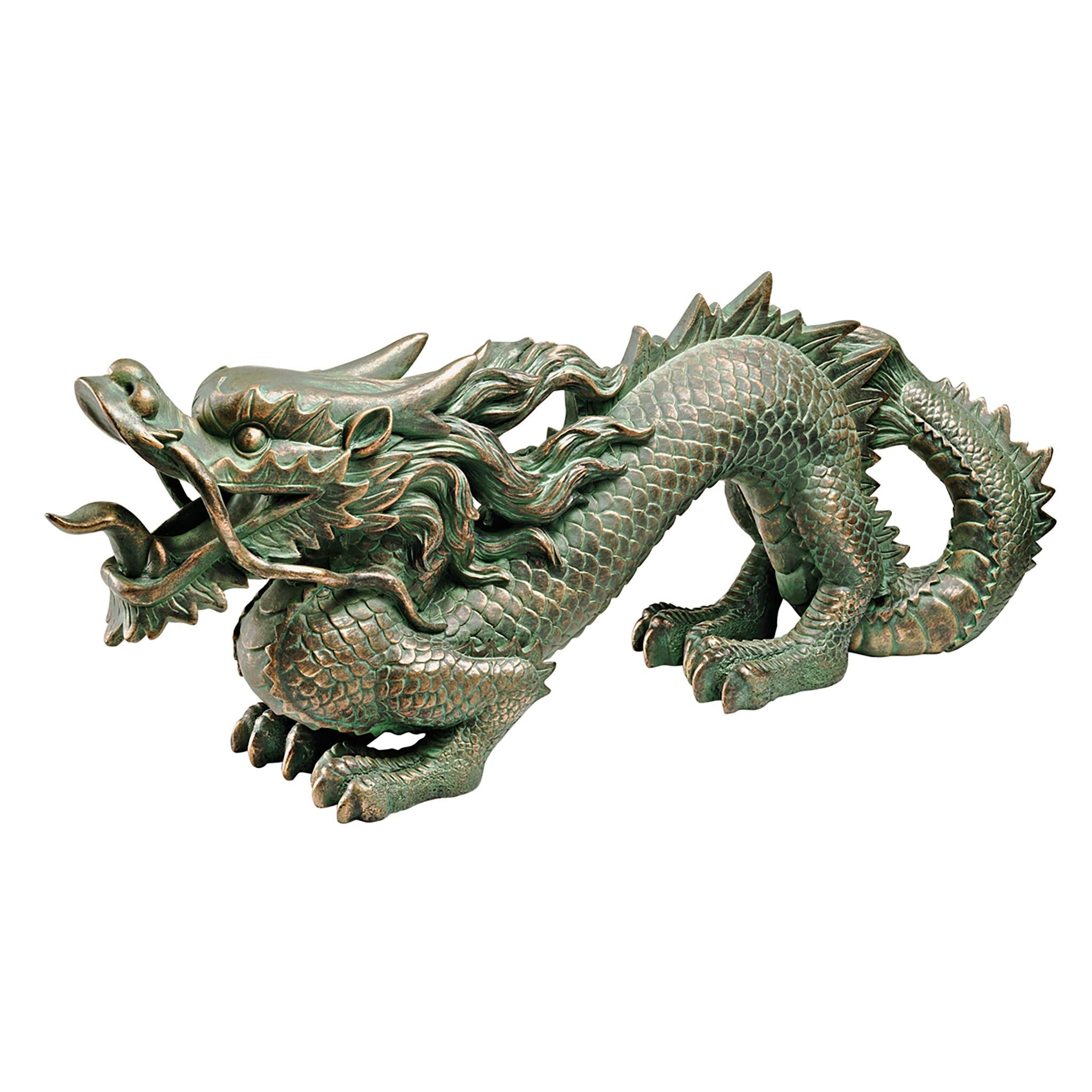 Design Toscano Asian Dragon Garden Statue – Bronze Verdigris Polyresin