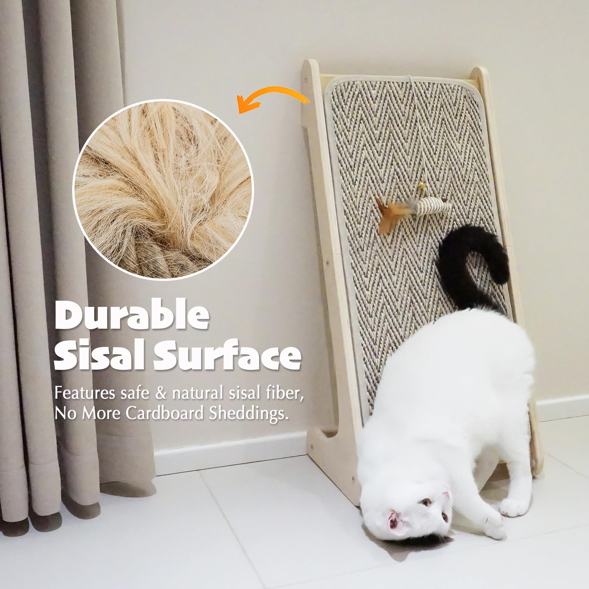 PETKARAY Sisal Cat Scratcher Ramp – L-Shape Wall Furniture Protector