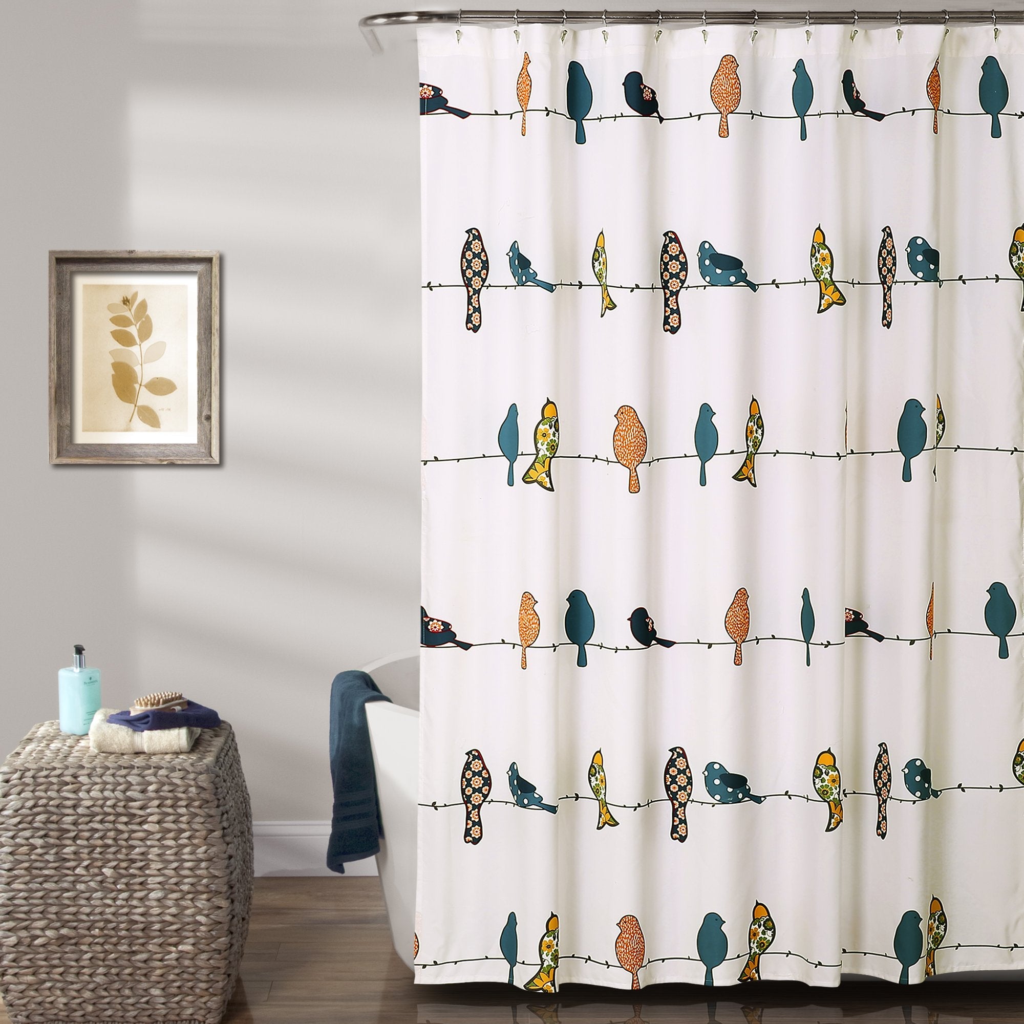 Lush Decor Rowley Bird Floral Shower Curtain – 72x72 Multicolor Fabric