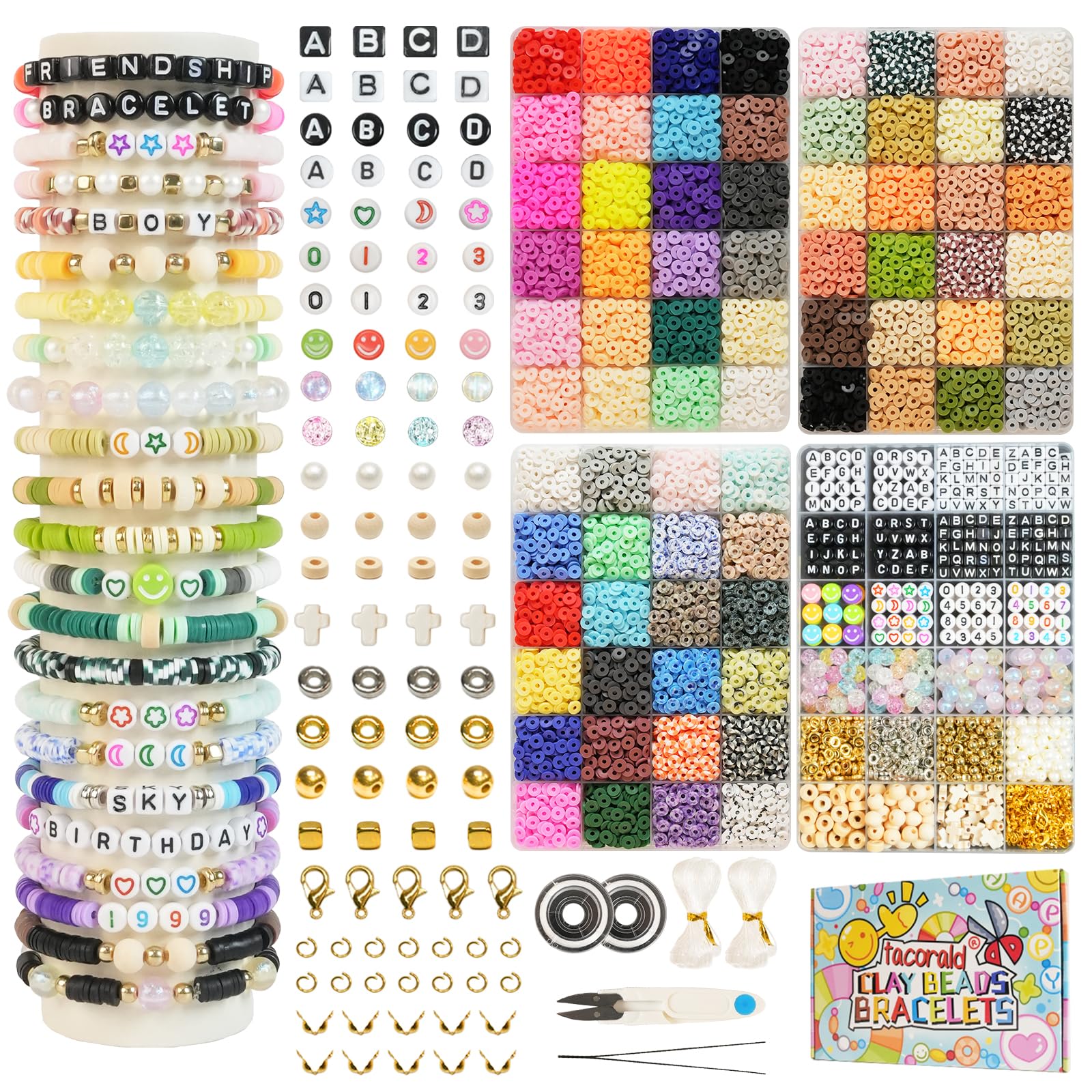 Tacorald Friendship Bracelet Making Kit | 23000pcs Clay Beads & Charms