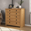 Jolof Store Corona 5 Drawer Chest of Drawers | Mexican Solid Pine
