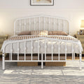 Yaheetech King Metal Bed Frame – Vintage Spindle Headboard, White