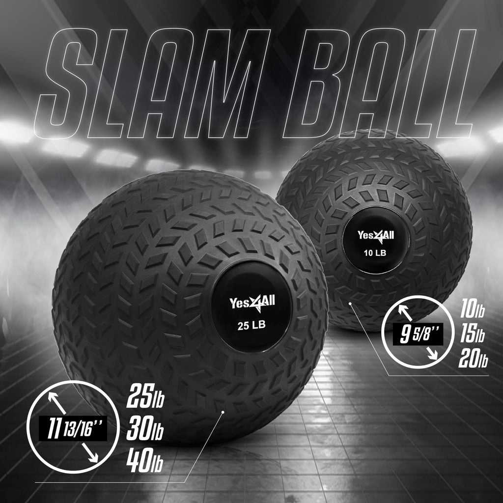 Yes4All 9kg Slam Ball – Textured PVC Non-Bounce Medicine Ball, Black