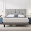 Yocreat Single Upholstered Bed Frame with Headboard - Light Grey
