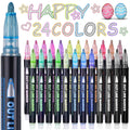 ECtury 24 Color Outline Marker Pens – Glitter Metallic Art Supplies