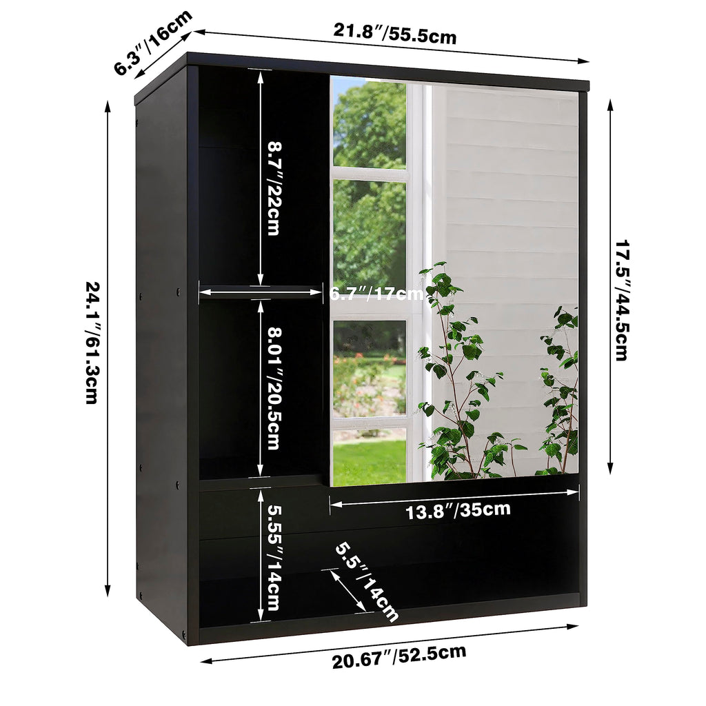 SMIBUY Bamboo Bathroom Mirror Cabinet | Wall Mounted Medicine Storage