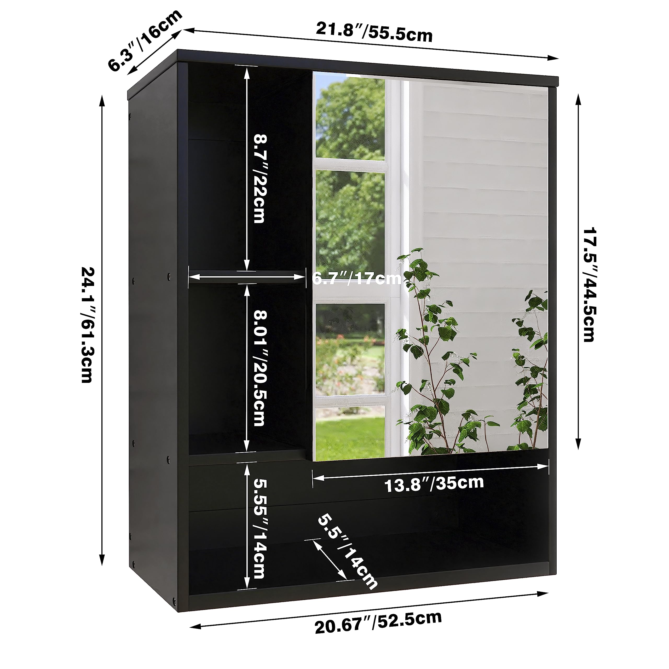 SMIBUY Bamboo Bathroom Mirror Cabinet | Wall Mounted Medicine Storage