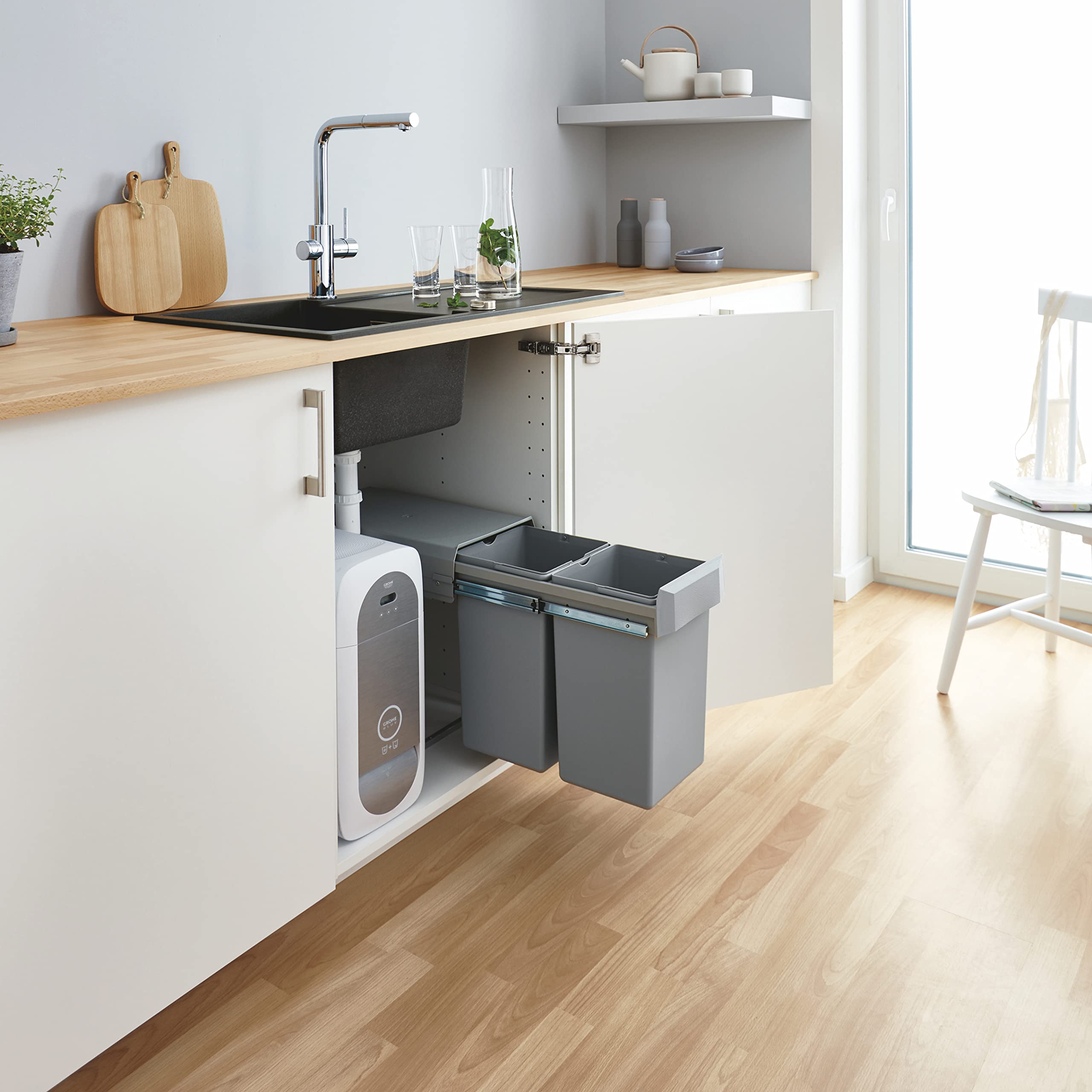 GROHE Kitchen Waste System | 2 x 15L Floor Mounted Pull-Out Bins