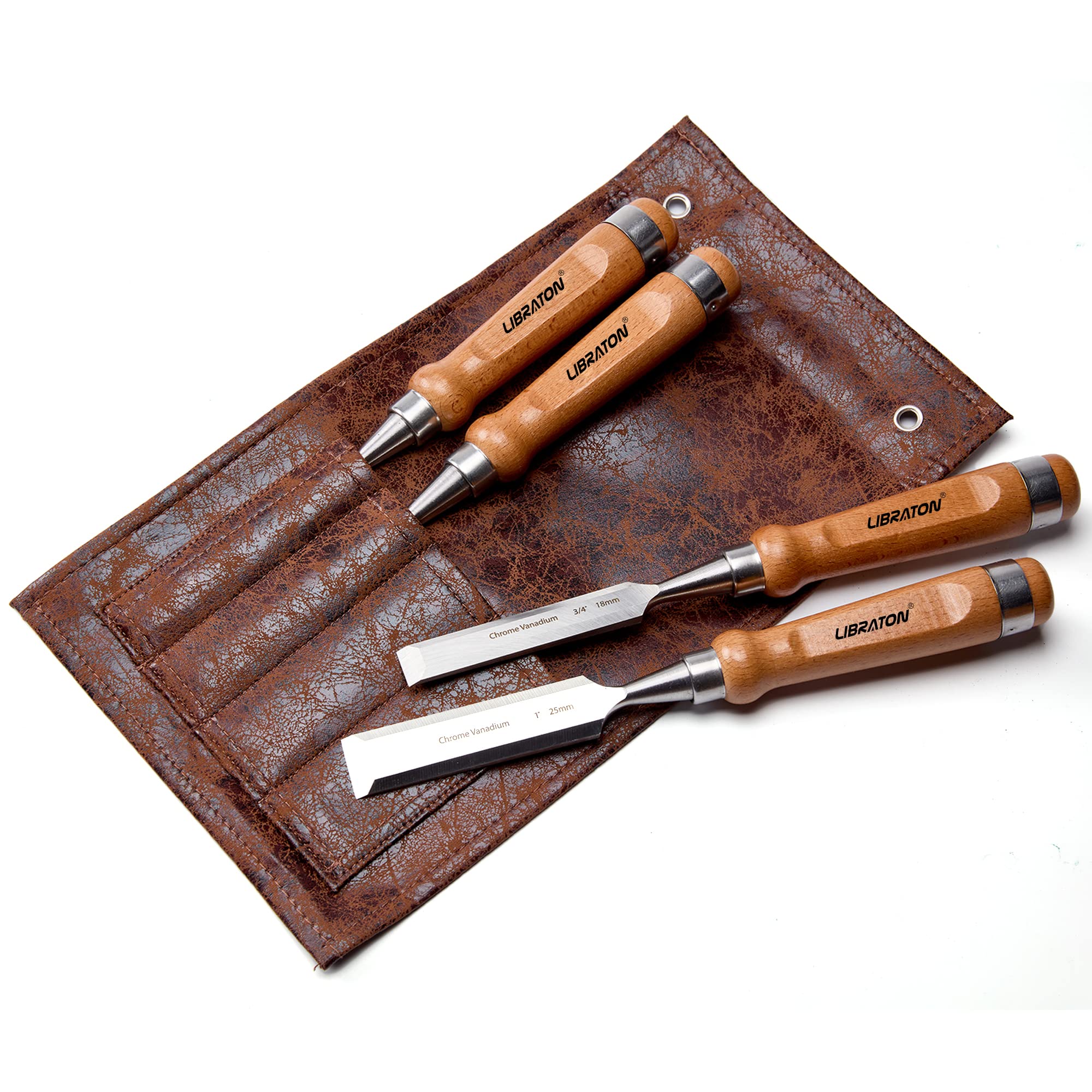 Libraton 4-Piece Wood Chisel Set | Professional Carpenter Woodworking Tools
