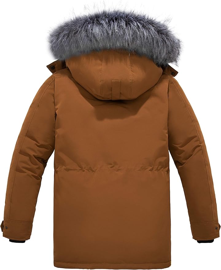 Massive Discounts Men's Long Winter Puffer Parka – Waterproof Brown