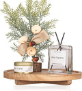 10" Round Wood Decorative Tray – Farmhouse Bathroom Riser