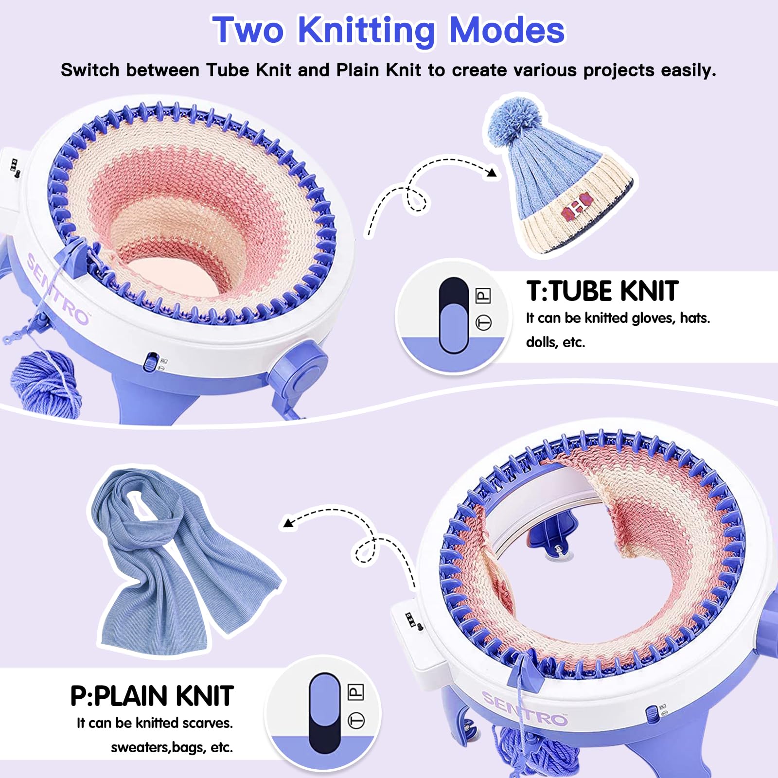 SENTRO 48-Needle Knitting Machine – Circular Loom Kit for Adults & Kids