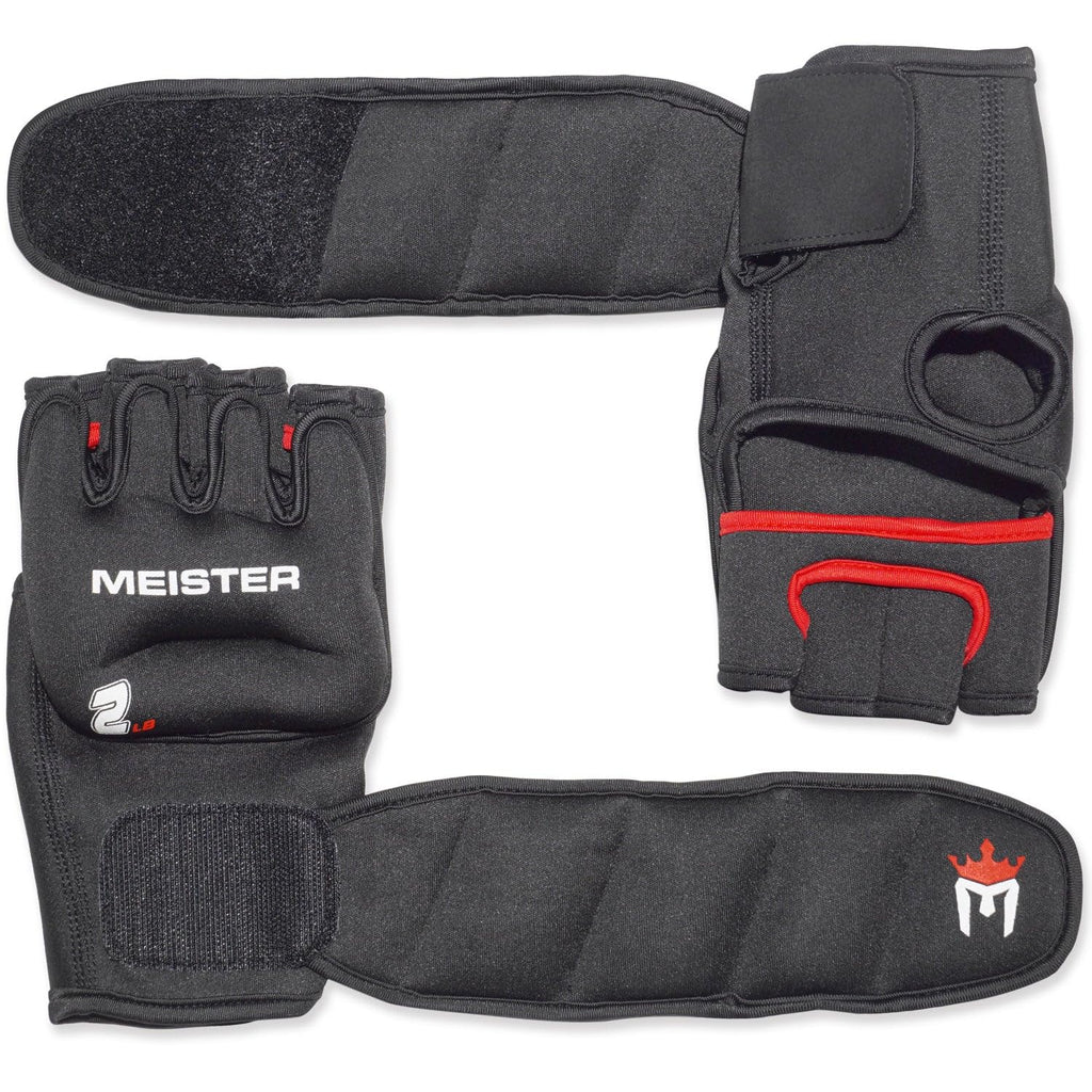 Meister 2lb Neoprene Weighted Gloves for Cardio & Heavy Hands – Black/Red