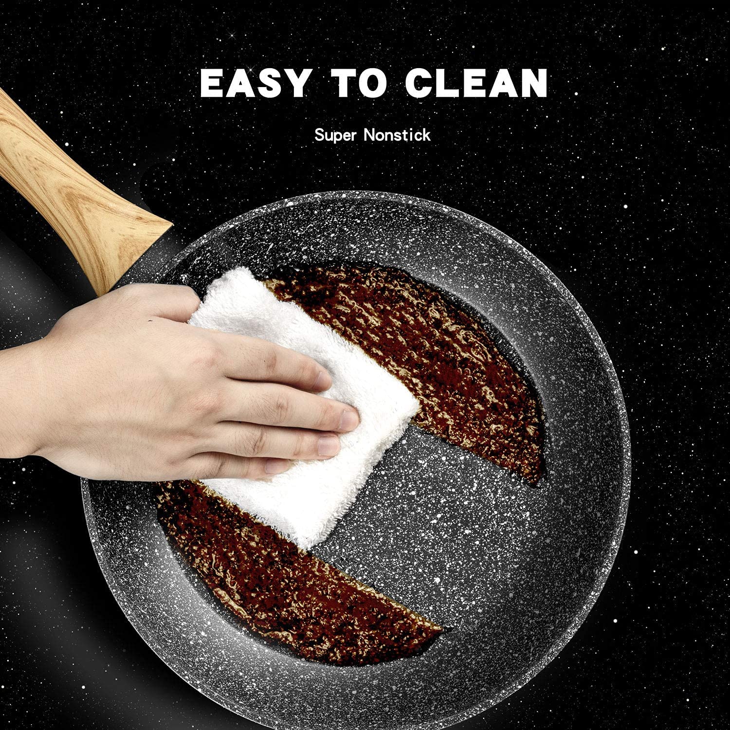 MICHELANGELO 28cm Non Stick Frying Pan with Lid | Granite Induction
