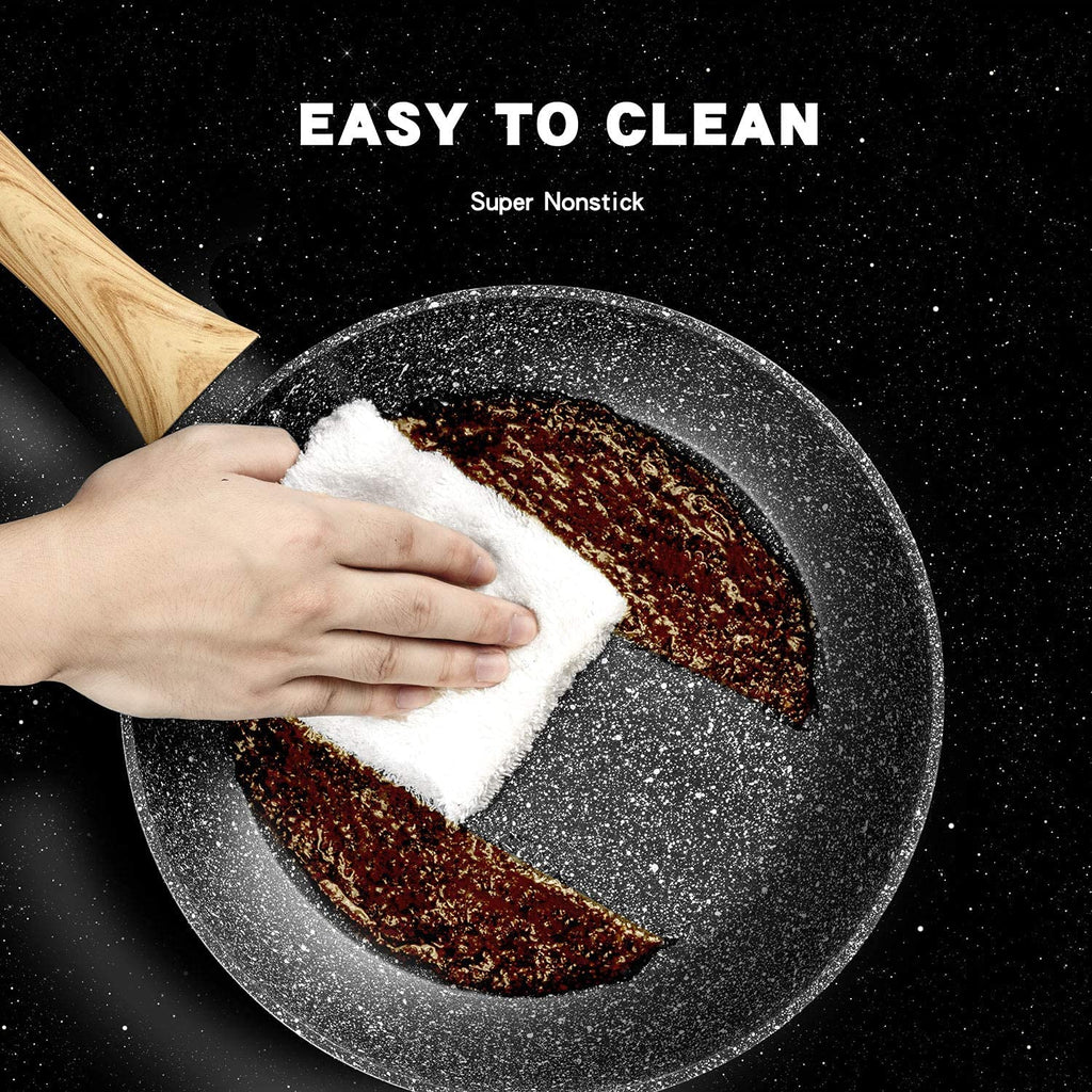 MICHELANGELO 30cm Nonstick Frying Pan with Lid | Stone Granite Skillet