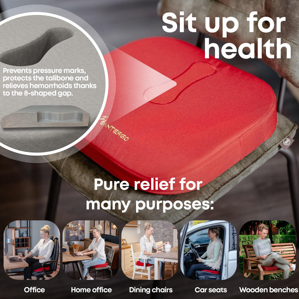 SANTERGO Orthopaedic Seat Cushion – Ergonomic Foam for Office & Car
