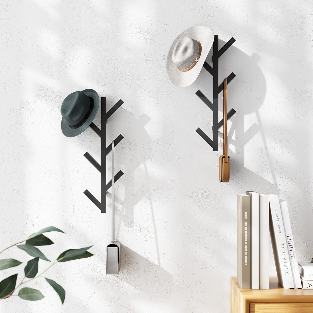 RRG 2 Pack Vertical Coat Rack Wall Mounted, Metal Vertical Hat Rack for Wall, Modern Wall Coat Tree for Hats, Jackets, Bags, Entryway Bedroom - image 5