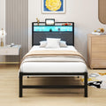 VERFARM 3ft Single Bed Frame with LED Storage Headboard & Charging Station