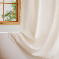 Plenmor Boho Striped Fabric Shower Curtain - Heavy Weight Cotton with Hooks