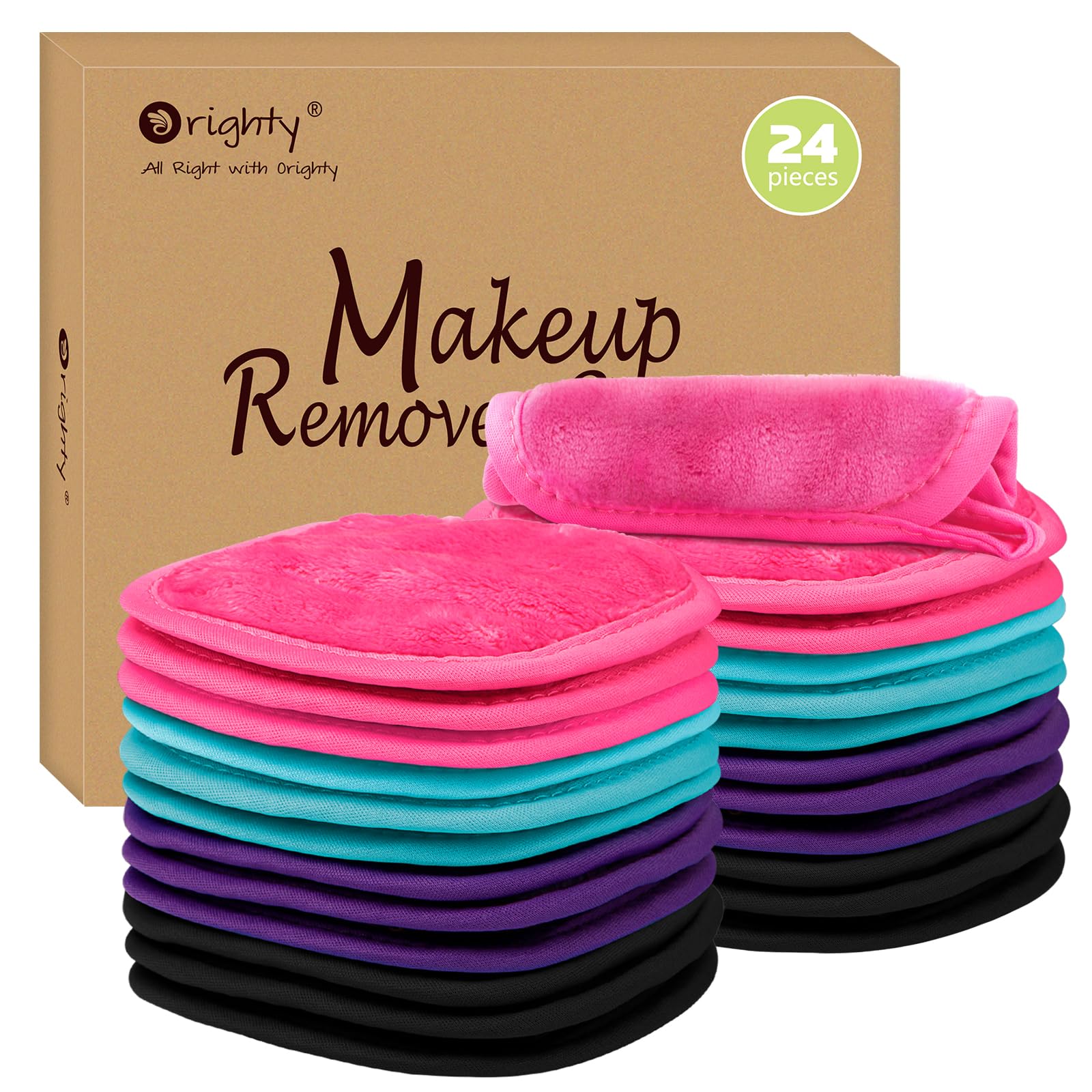 Orighty Reusable Makeup Remover Cloths – 24 Pack Soft Microfiber Pads