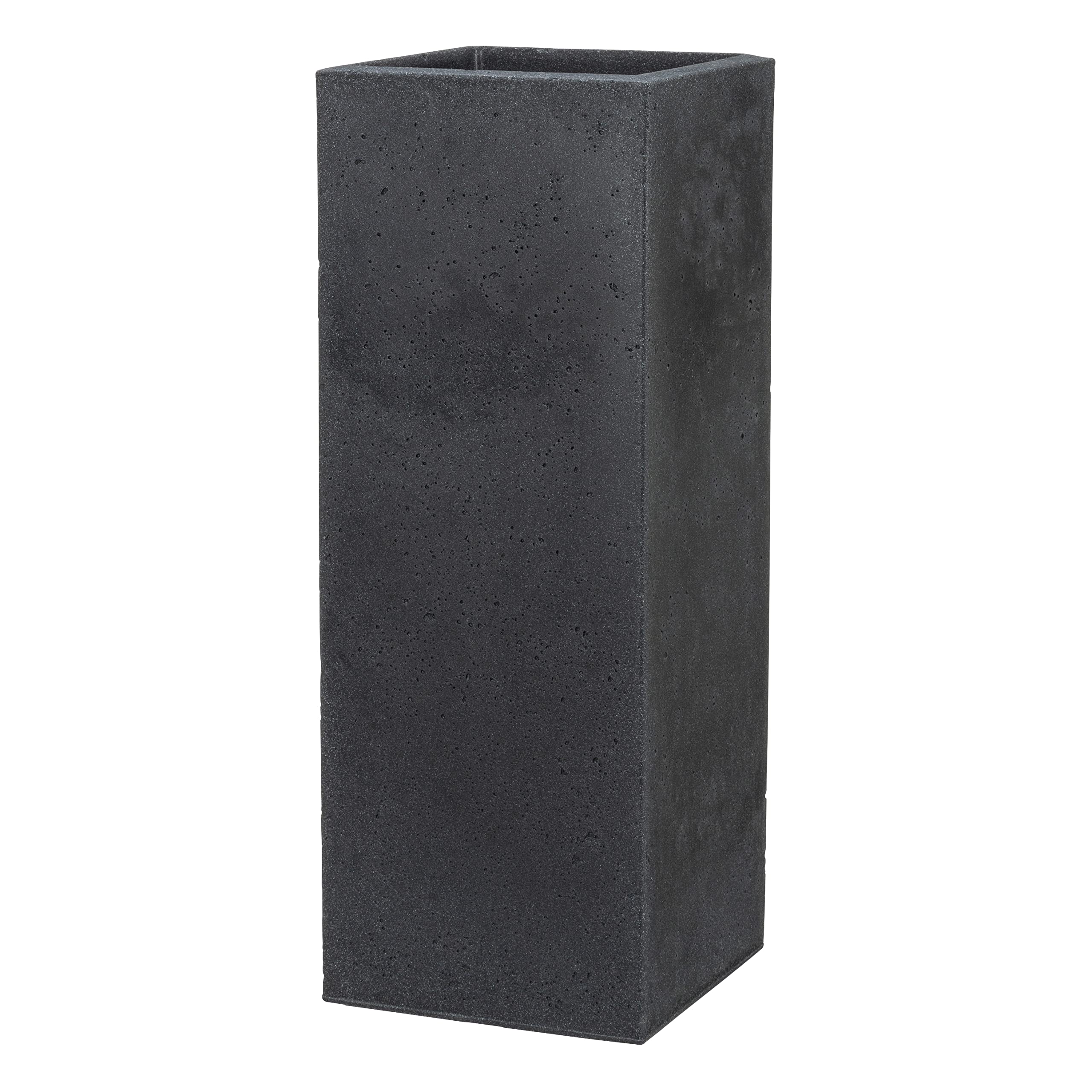 Scheurich Stony Black Tall Square Planter – Concrete Look Outdoor Pot