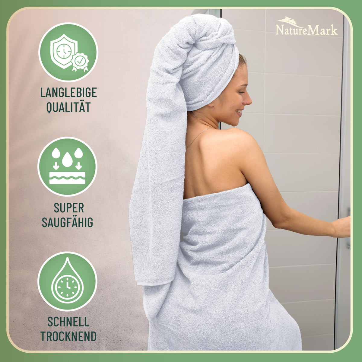 GREEN MARK Textilien 10-Piece Terry Towel Set, White - image 4