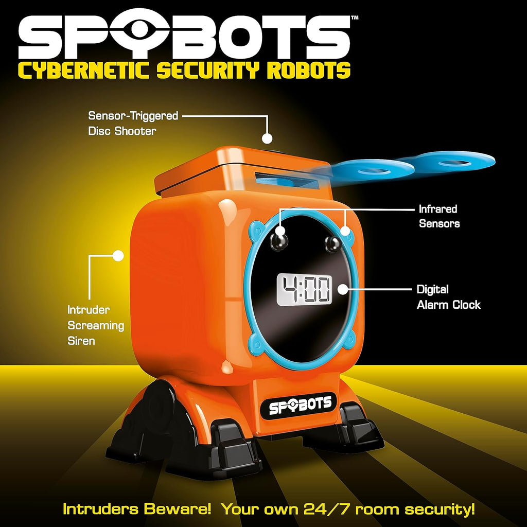 Snaps SpyBot ClockBot – Disc-Shooting Robot Alarm Clock with Motion Sensor