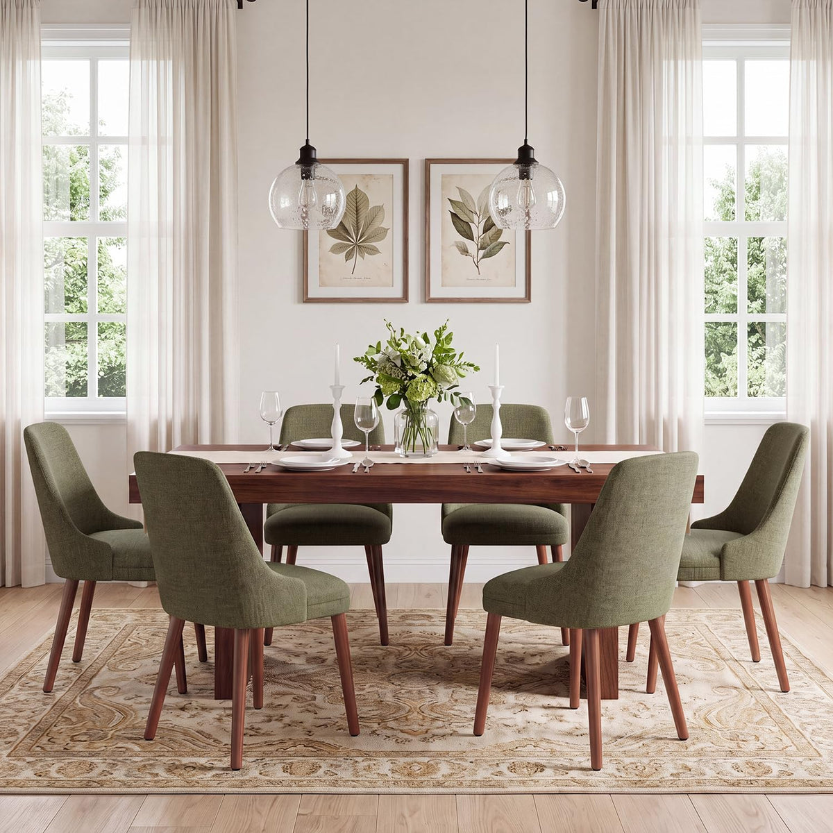 Dining Chairs Set of 6, Upholstered Dining Room Chairs with Ergonomic High Back, Thick Padded Seat, Skin-Friendly Fabric - image 5