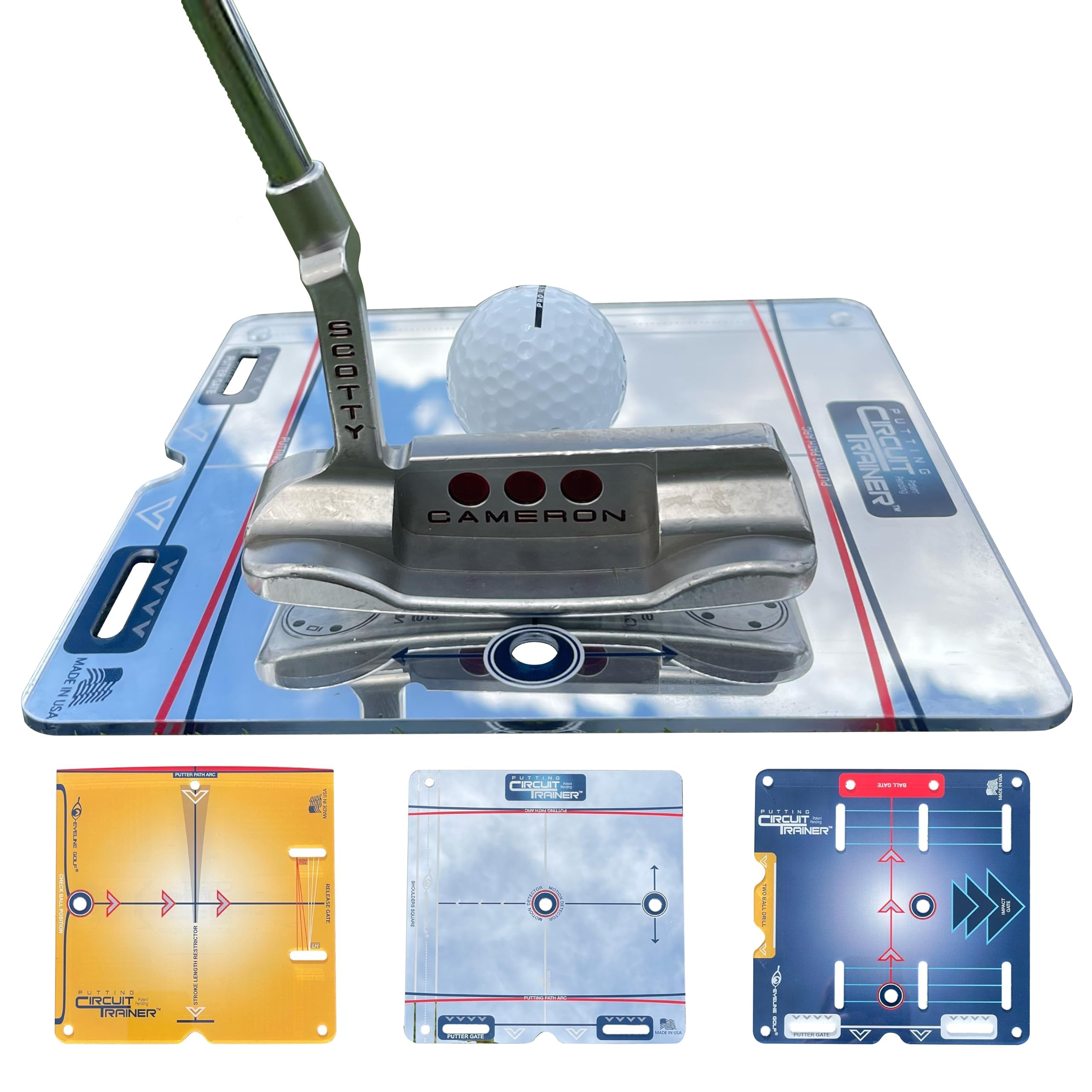 EyeLine Golf Circuit Trainer Putting Mirror System with 12 Drills & Bag