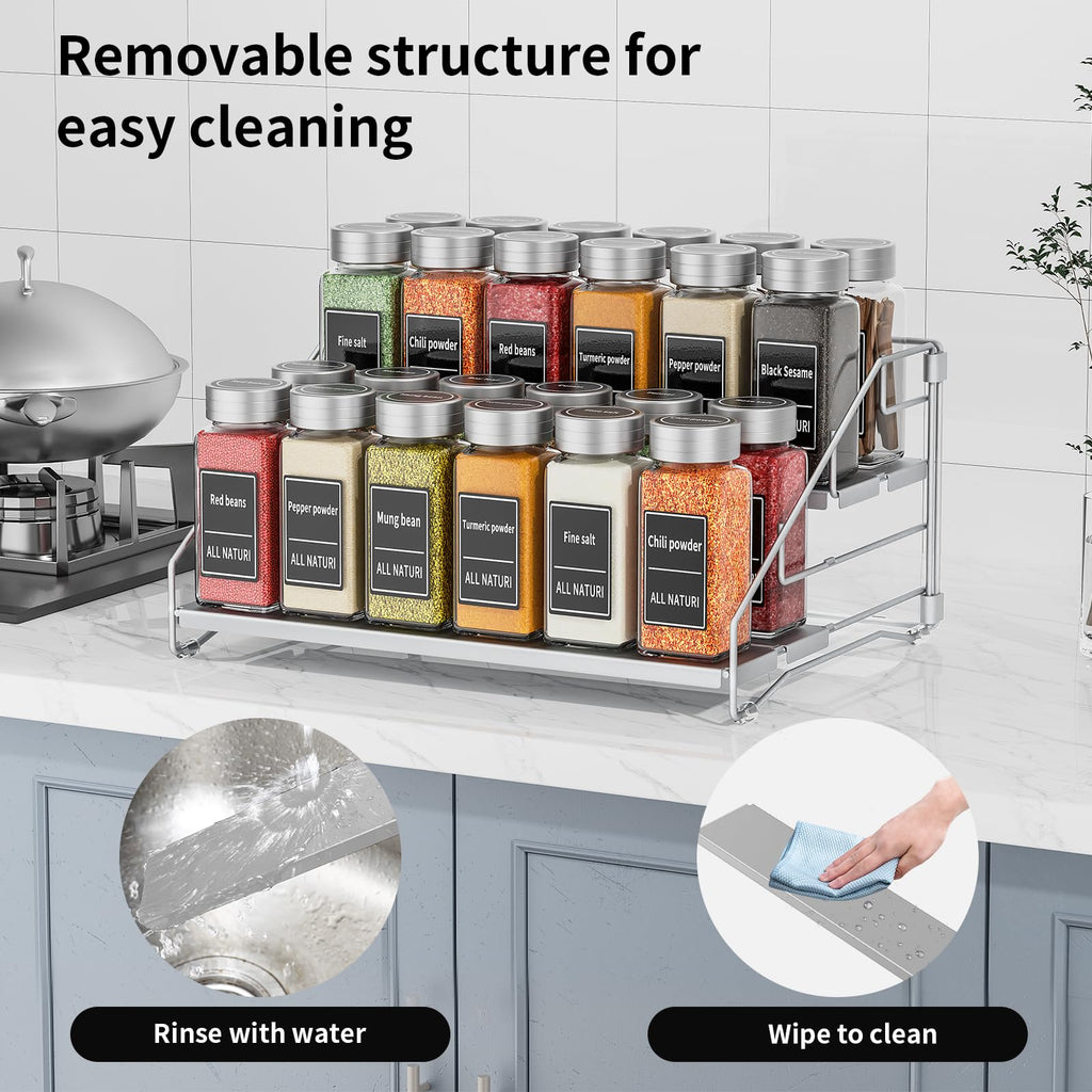 MAYZOLOP 4 Tier Spice Rack – Detachable Metal Kitchen Cupboard Organiser