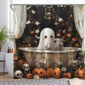 Luminora Halloween Ghost in Bathtub Shower Curtain | Gothic Floral Decor