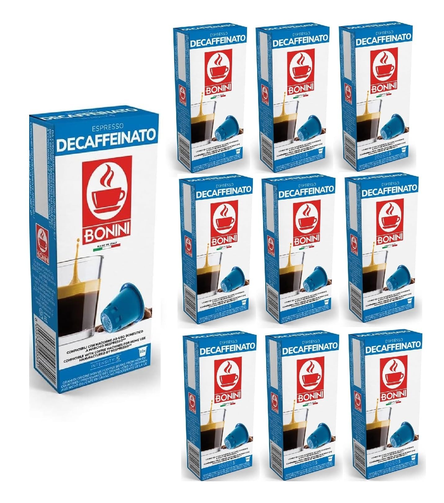 Bonini Decaf Coffee Pods | Nespresso Compatible Italian Espresso | 100 Pack