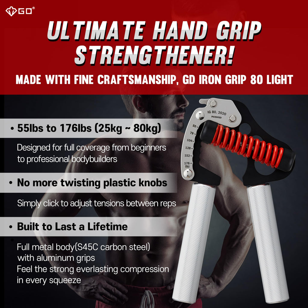 GD Iron Grip 80 Light Hand Gripper | Adjustable 55-176lb Strength Trainer
