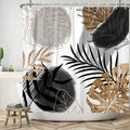 Ttincceer Boho Shower Curtain | Abstract Black Gold Palm Leaves | 60x72