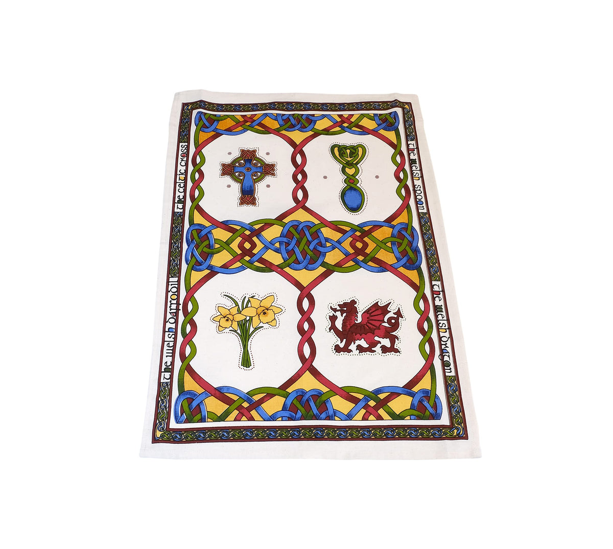 IslandCraft Celtic Weave Welsh Emblems Cotton Tea Towel ISL