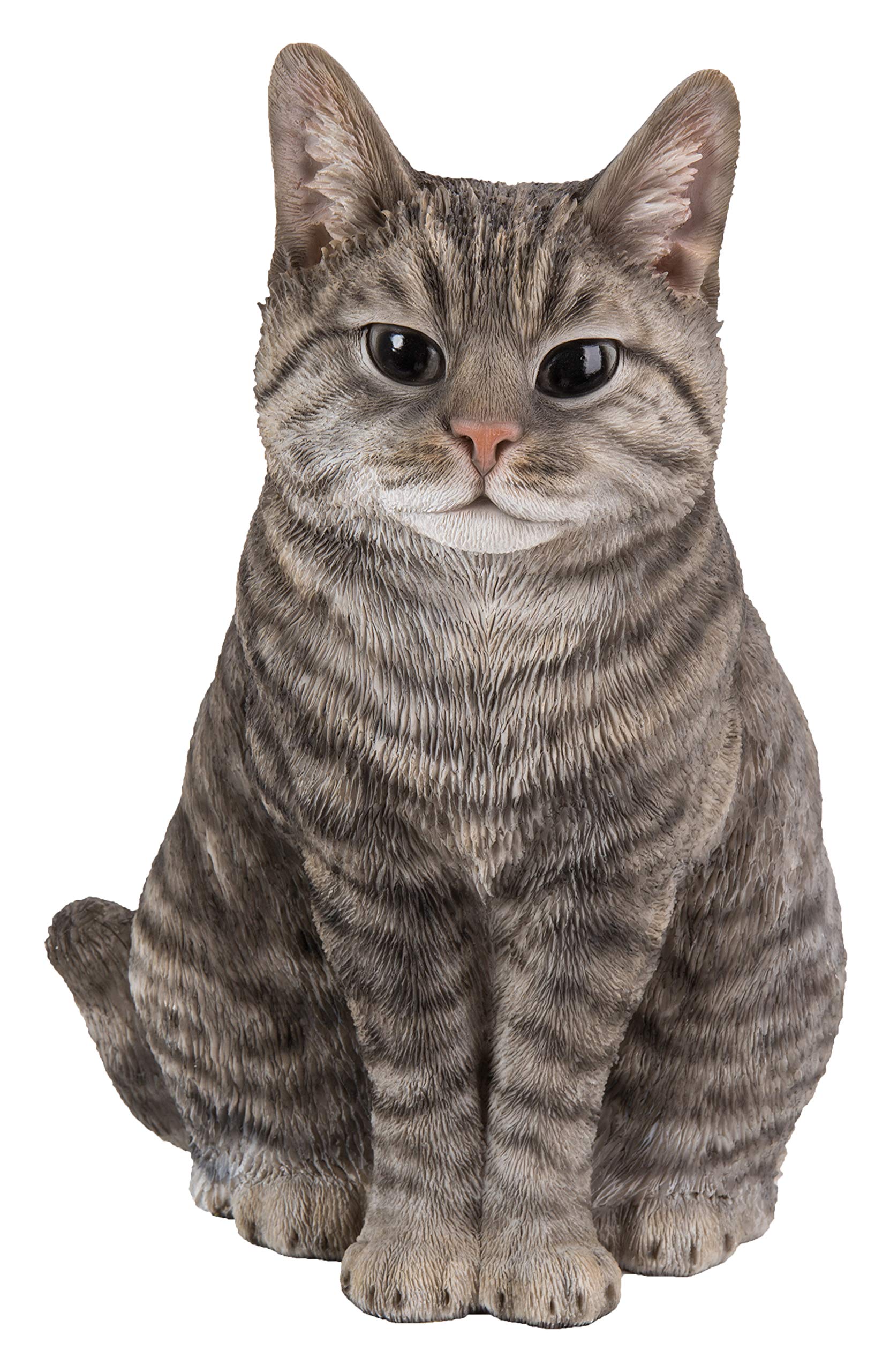 Vivid Arts Tabby Sitting Cat Statue – Lifelike Resin Garden Ornament